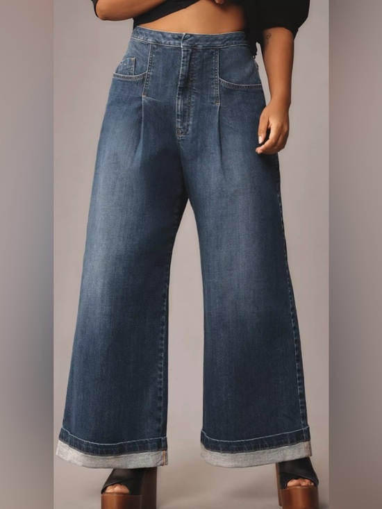 Pilcro Denim - The Emory Pleated High-Rise Wide-Leg Jeans by  Anthropologie Pilcro